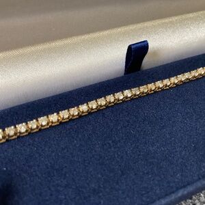 14 K Yellow Gold Diamond Tennis Bracelet